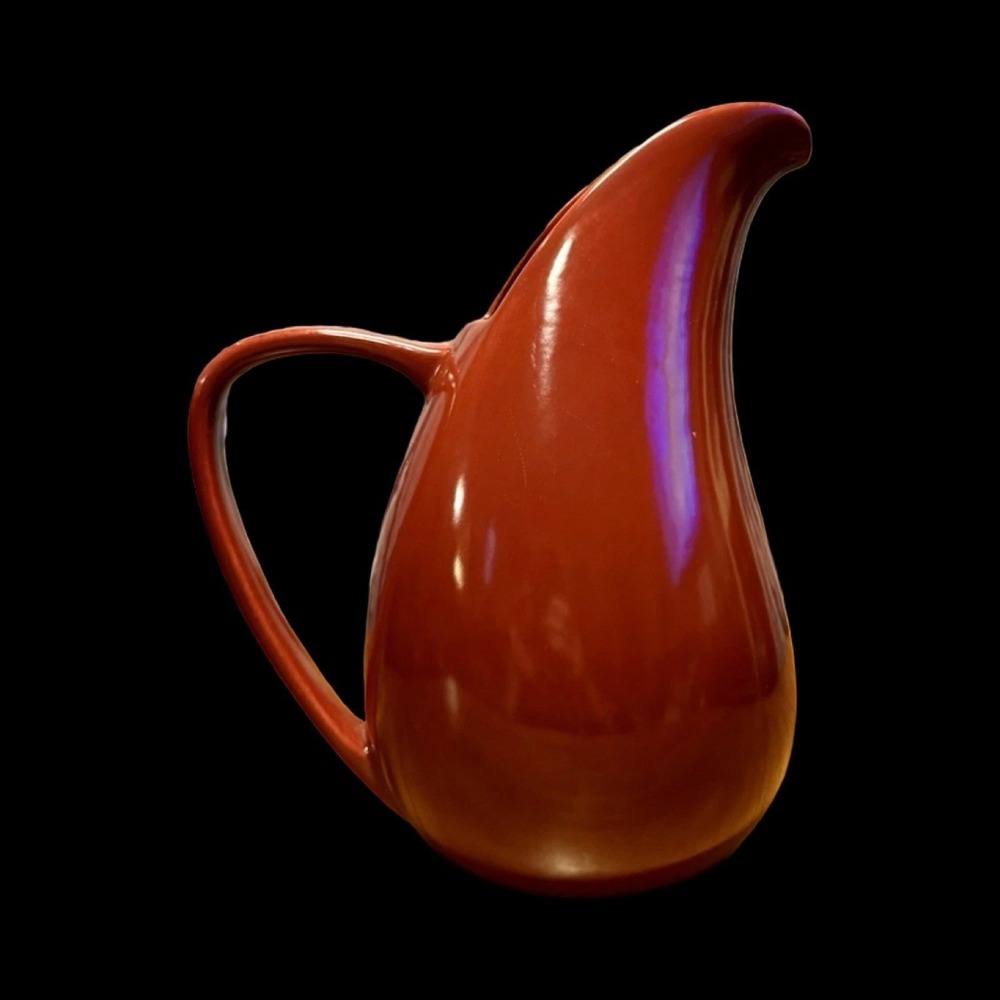 Vintage Mid-Century Vernon Kilns Casual California Pottery Pitcher In Red